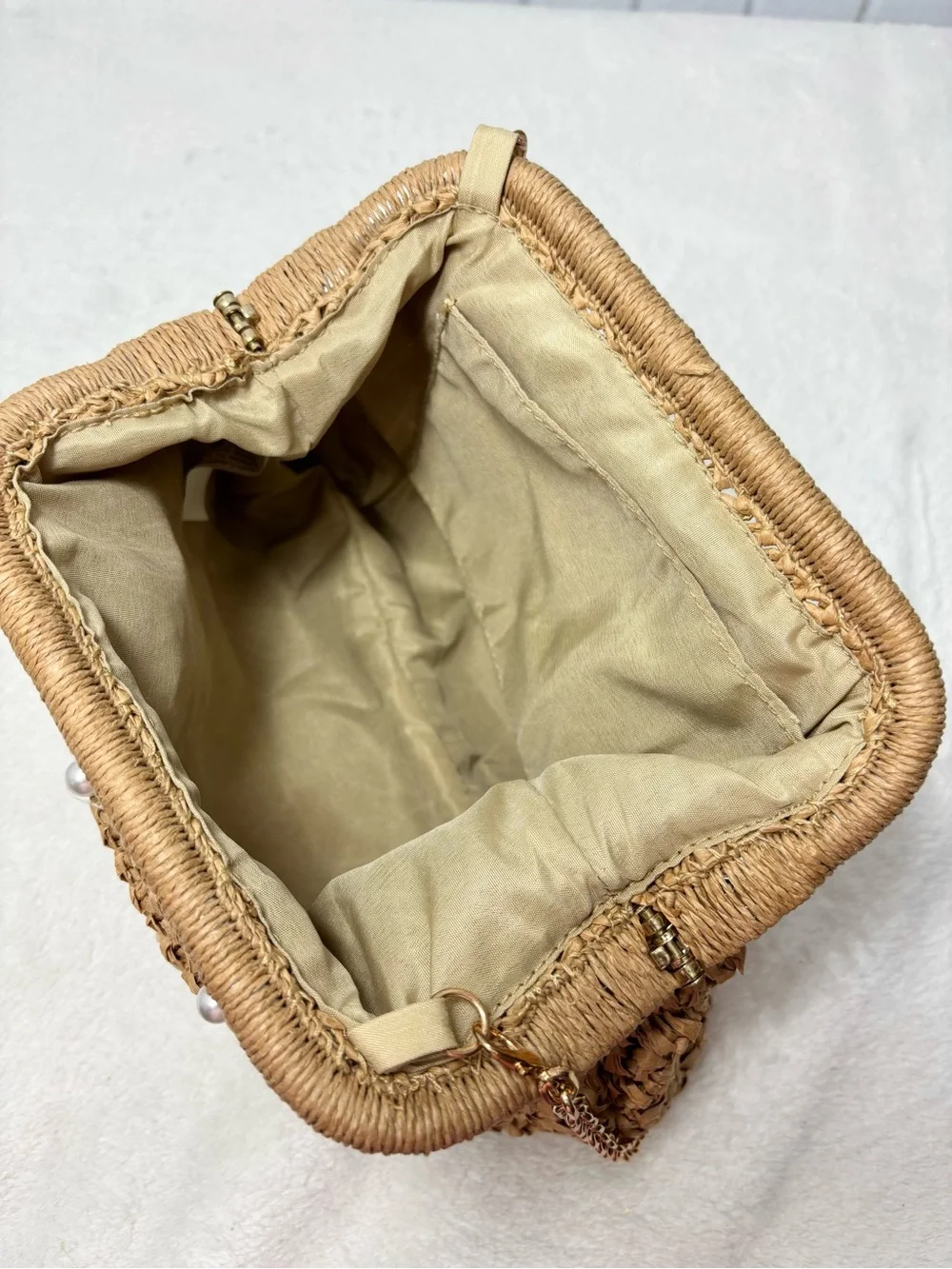 Straw Shell Embellished Crossbody Bag - Natural - Picture 8 of 12